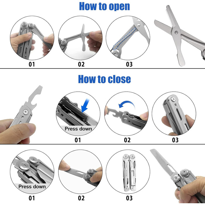 Мультитул Плоскогубці 18 в 1 з нержавіючої сталі кишеньковий мультитул, кусачки, ножиці, викрутка, відкривачка для пляшок і консер
