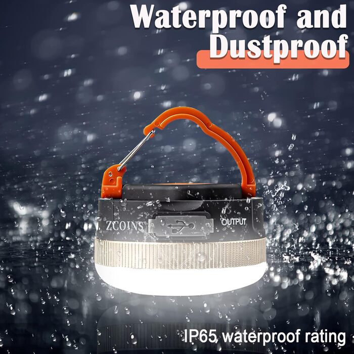 Кемпінгові ліхтарі, світлодіодний ліхтар для намету, що перезаряджається через USB, з магнітною основою, 4 режими з гачком, водонепроникний, портативний для походів та риболовлі, 2