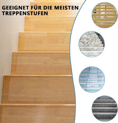 Килимки для сходів, протиковзкі килимки, самоклеючі килимки для сходів 15 x 80 см, 15 шт. , прозорі, протиковзка клейка стрічка, килимок для сходів, протиковзкі смужки, килимки для сходів для дерев&39яних сходів, протиковзкі килимки для підлоги