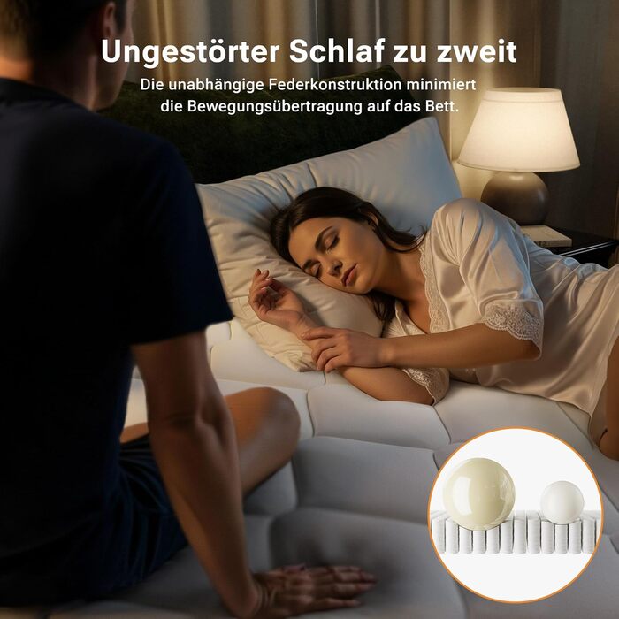 Матрац TXO 140x200 см, висота 25 см, пружинний матрац кишенькової форми, рівень жорсткості H3, 7-зонний пружинний матрац з високоякісною піною для підтримки спини, сертифікований Oeko-Tex та CertiPUR, 140 x 200 см