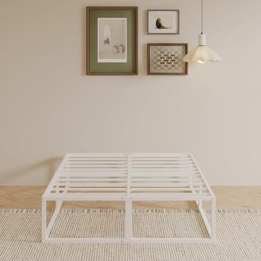 Каркас ліжка EMODA 120 x 200 см з рейковою основою, двоспальне ліжко заввишки 36 см, багато місця для зберігання, міцне металеве ліжко, легке складання, безшумне, біле 120 x 200 см