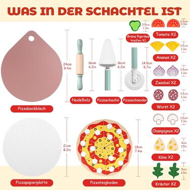 Дитячі кухонні аксесуари Набір для піци з дерева - 27 шт. Іграшка для гри на кухні Піца для дітей 3-8 Набір для піци з дерева Дитячі кухонні аксесуари Освітня рольова гра Навчальна іграшка Подарунок