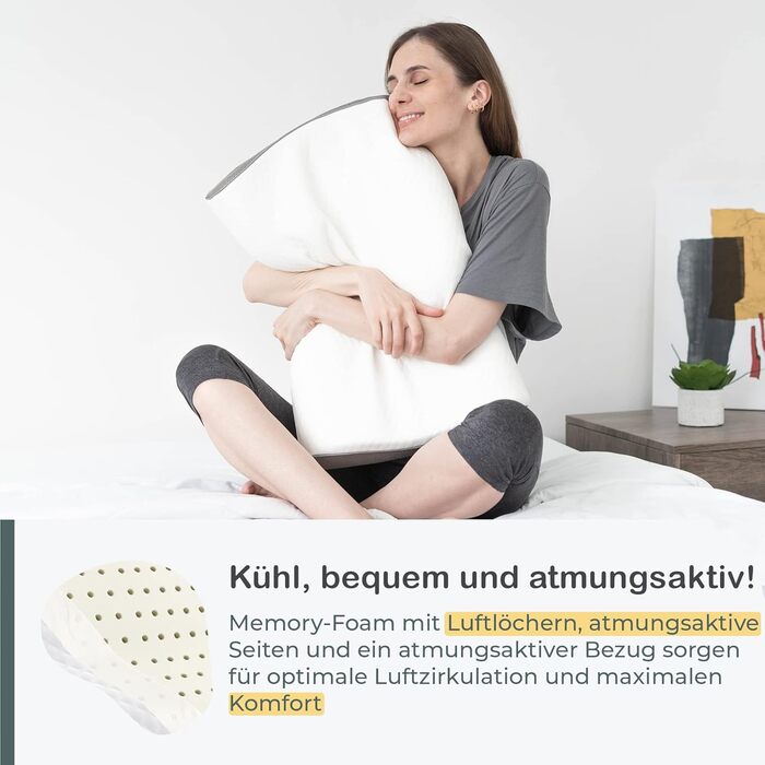 Ортопедична подушка для шиї COMFYCENTRE з піни з ефектом пам&39яті 40x60 см - Ергономічна подушка - Подушка для сну на боці - Подушка для підтримки шиї - Ідеально підходить для болю в шиї, мігрені та хропіння