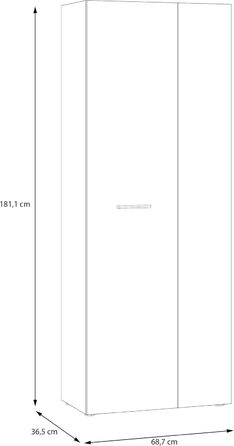 Шафа 70 180, Багатоцільова шафа, Шафа для пилососа, Місце для зберігання, Шафа з відкидними дверцятами, 2-дверна з полицями, Чорна, 68,7 см завширшки x 181,1 см заввишки x 36,5 см завглибшки Чорна багатоцільова шафа, 106