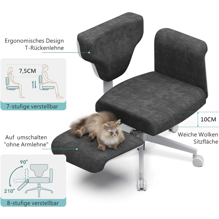Офісне крісло Newtral FX-FB з підлокітниками/без них, регульоване, крісло зі схрещеними ніжками, крісло для туалетного столика з колесами, письмове крісло, обертове офісне крісло для дому (Freedom-X FB, чорний) Чорний FREEDOM-X FB