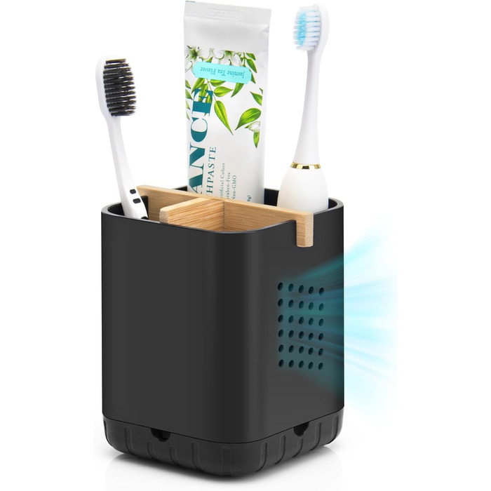 Тримач для зубної щітки BYUNER Тримач для електричної зубної щітки Насадки для щіток Органайзер для ванної кімнати Чашка для зубної щітки Знімний тримач для зубної щітки зі зливним отвором (чорний)