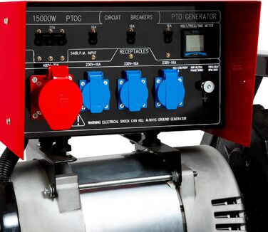 Генератор ВВП EBERTH 18.75 кВА, аварійний генератор AVR, 3x230V / 400V IP44, ВВП 1-3/8 6 зубів, 3-х точкова підвіска, генератор для сільського господарства, рекомендована потужність ВВП 25 к.с.