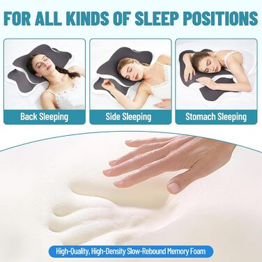 Подушка для шиї, ортопедична подушка для підтримки шиї від болю в шиї та плечах, ергономічна подушка для сну на боці, спині та животі, з охолодженням, чохол, який можна прати