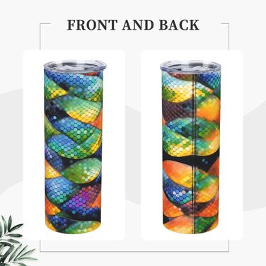 Кухоль з прямою трубочкою, 590 мл, принт у вигляді райдужної риб&39ячої луски, дорожній кухоль, підходить для кемпінгу, офісу та дому