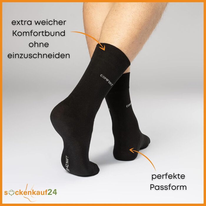 Пар комфортних шкарпеток без гумки та безшовних, чоловічі та жіночі, бавовна, комфортна манжета, розмір 43-46, 10 шт. чорного кольору, 10