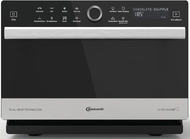 Багатофункціональна мікрохвильова піч Bauknecht Supreme Chef MW 3391 SX 5in1 /1000 Вт/33 л Варильна камера/гаряче повітря 1700 Вт/XXL Гриль 1200 Вт/DualCrisp & CrispFry /AutoClean/Приготування на парі/Функція плавлення та швидкого розморожування Одинарна
