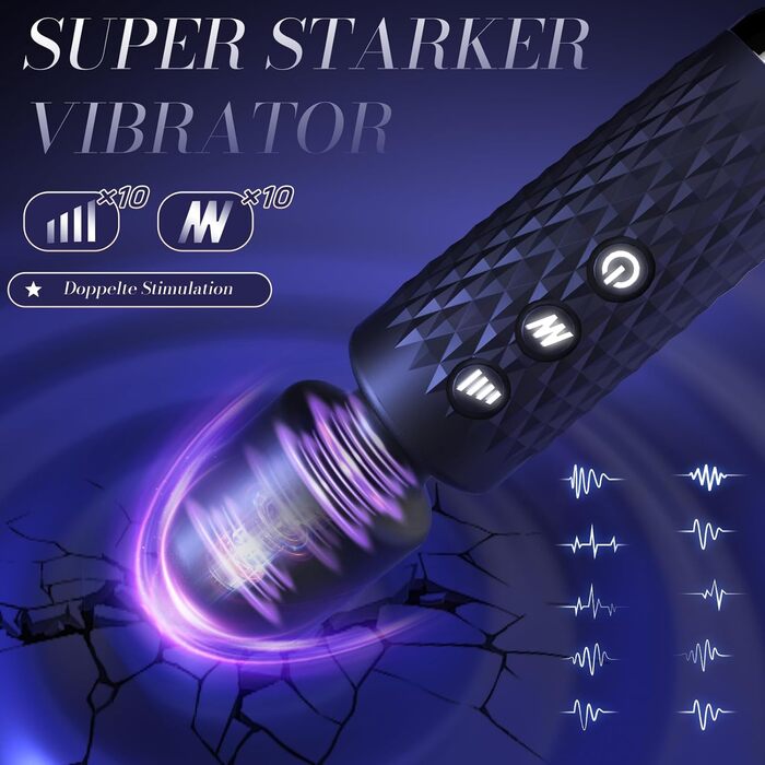 Вібратор Miokymioky для жінок, чорний, 20 режимів, з насадками