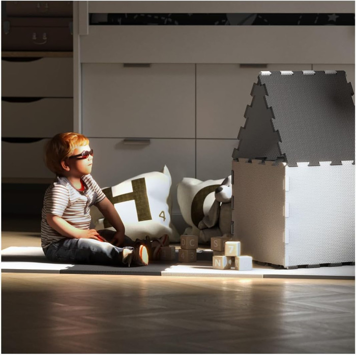 Тварин Головоломка Килимок-головоломка Дитячий килимок Килимок Килимок з пінопласту Килимок для захисту підлоги з хвилястим краєм Нетоксичний Водонепроникний Не ковзає Чорний світло-сірий білий (темно-сірий/світло-сірий/бежевий, 158x158 см), 40 9