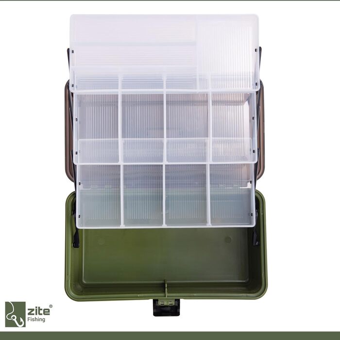 Коробка для рибальських снастей Zite - Рибальський кейс з 3 висувними шухлядами - Порожній рибальський кейс/резервуар для рибальських аксесуарів, 36,5x22x20 см, Набір рибальських аксесуарів, Рибальський кейс, Аксесуари для рибалок, Коробки для снастей, 1 
