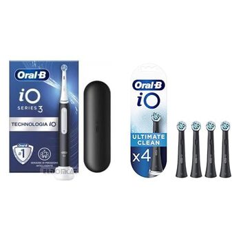 Електрична зубна щітка Oral-B iO Series 3 4 щітки для чищення iO Ultimate, 3 режими чищення, включаючи чутливий догляд за зубами, дорожній кейс, дизайн від Braun, матовий чорний iO Series 3 4 шт. и