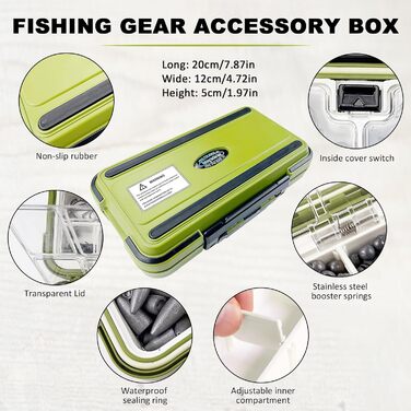 Набір рибальських гачків із 306 предметів, рибальські снасті, набір рибальських вантажів із грузилами, гумові поплавці, рибальські гачки, джиги, рибальські намистини, вертлюги, карабіни, набір рибальського спорядження з коробкою снастей