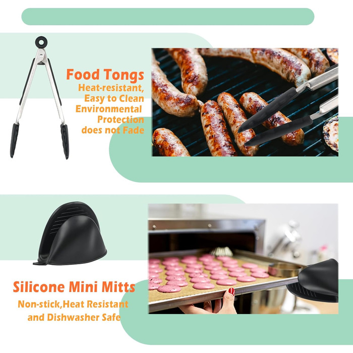 Аксесуари для фритюрниці MaxEarn 14 шт. , Набір аксесуарів для фритюрниці 8 дюймів з кухонним кошиком, формою для піци, тримачем для шампура, аксесуарами для фритюрниці Аерофритюрниці для ніндзя Philips Cosori Princess XL 5.5 л фритюрниці 14 предметів