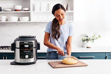 Мультиварка Ninja Foodi MAX з розумною кришкою, 7.5 л, мультиварка 14-в-1, скороварка, скороварка, фритюрниця, аерофритюрниця, повільна плита, цифровий датчик температури, нержавіюча сталь, OL750EU мультиварка 14-в-1, MAX, 7.5 л з нержавіючої сталі