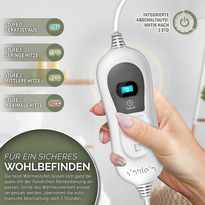 Підогріта підковдра 150x80 см з автоматичним вимиканням Підогріта ковдра з 3 температурними режимами Підігрітий килимок для ліжка М&39яка флісова підогріта ковдра, однотонна, 150 x 80 см