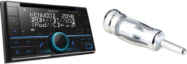 Автомагнітола KENWOOD DPX-7300DAB 2-DIN CD з системою гучного зв'язку DAB і Bluetooth (USB, AUX-In, 3 x Pre-Out 2.5V, Storeo Alexa, звуковий процесор, 4х50 Вт, VAR. підсвічування, антена DAB) (комплект з антенним адаптером 43642)