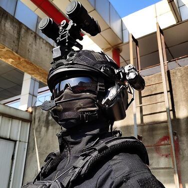 Тактичний шолом для зовнішніх ігор CS, комплект шоломів швидкого захисту у військовому стилі з маскою для страйкболу, окуляри для пейнтболу, тактична гарнітура, телескопічна модель армійського військового стилю CS Game Set