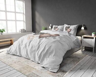 Комплект постільної білизни для сну, 100 бавовна, з сердечками кохання, 200 x 200 см, 80 x 80 см, сірий, з сердечками кохання 200x200