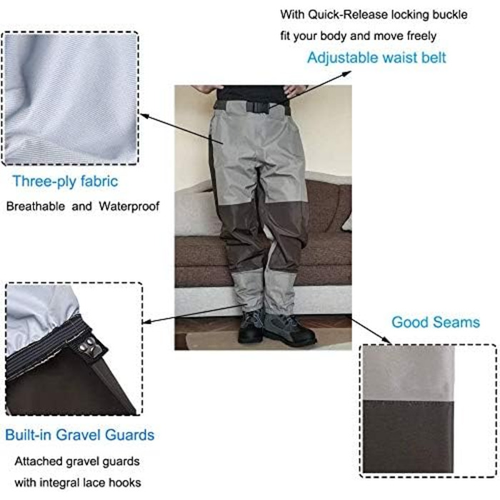 Дихаючий одяг для риболовлі, чоботи для ходьби, рибальські штани, вейдерси, міцні всепогодні штани для ходьби, чоловічі штани з трикотажним матеріалом KB003 L Оливковий Зелений