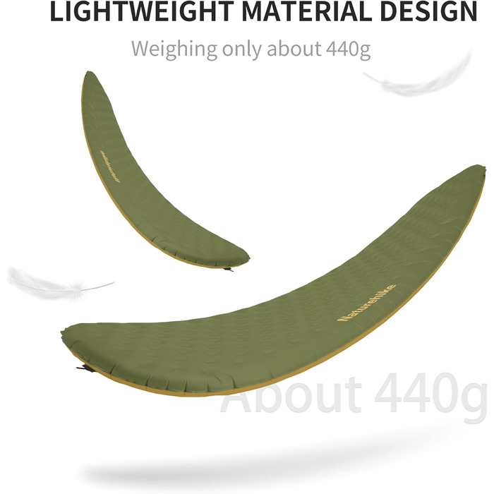 Килимок для сну Naturehike з високим R-значенням 3.5, ультралегкий, 4 сезони (6), самонадувний, з надувним мішком, міцний, високий R-значення, висока ізоляція, для зими, військово-зелений - Мумія - L