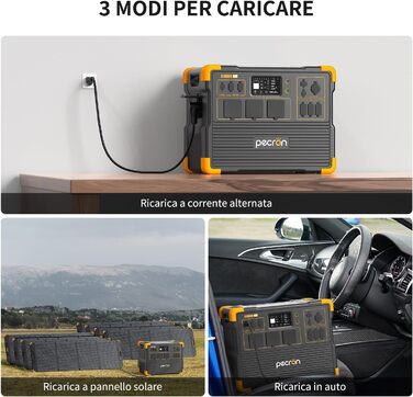 Портативний сонячний генератор pecron E3600LFP PowerStation 3072 Втгод (з можливістю розширення до 15,36 кВтгод) потужністю 3600 Вт з акумулятором LiFePO4 та швидкою зарядкою для дому, кемпінгу, автофургона, екстрених ситуацій