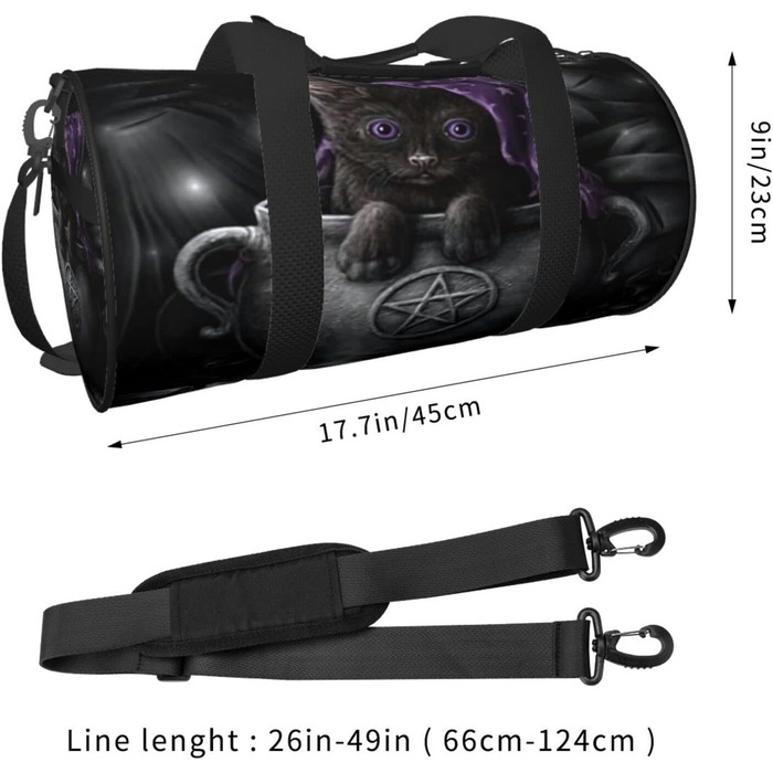 Дорожня сумка Wicca, чорна, з принтом кота, для жінок та чоловіків. Ідеальна для подорожей та на ніч, в стилі Вікка та язичництва.