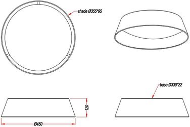 Стельовий LED-світильник Reality Ponts R62871879, білий акрил, тканинний плафон чорний/золотий, 18 Вт, діаметр 35,5 см, чорний/золотий