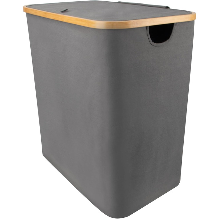 Кошик для білизни з 1 кришкою 2 відділення 150 л Бамбукова тканина Сірий Великий XXL - Кошик для білизни Сірий Темно-сірий Антраци