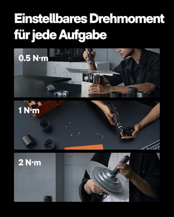 Електричний Шуруповерт з Інтелектуальним Дисплеєм, 6 Режимів Моменту (0.5-6 Нм), Набір Біт 1/4 (30 шт.), Акумулятор 2000 мАг, USB-C, для Електроніки та Домашнього Ремонту