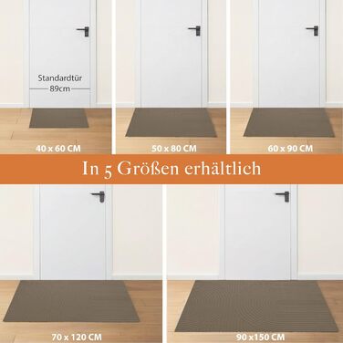 Килимок для прихожих для дому та вулиці 90x150 см - нековзний, вбирає вологу та можна прати в пральній машині - брудозахисний килимок та килимки, сертифіковані Oeko-Tex - килимок для прихожих для дому - коричневий 90 x 150 см