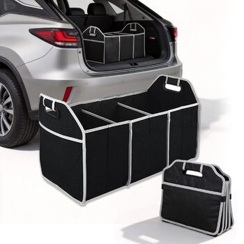 Органайзер для автомобіля, вантажівки, сумка для зберігання речей в авто, складана, 3 відділення, водонепроникний, 50 x 33 x 33 см, аксесуар для подорожей, з антиковзким покриттям для подорожей, кемпінгу, транспортування, чорний