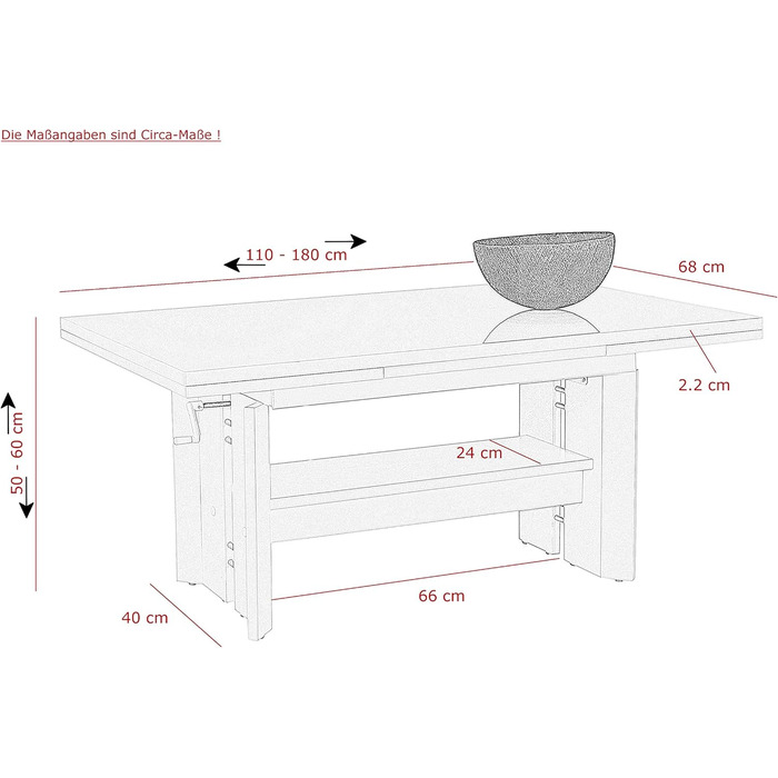 Функціональний журнальний столик Dario, глянцеве біле лакування, розсувний 110-180 см, регульована висота 50-60 см, полиця, ручний механізм