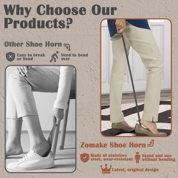 Рожок для взуття металевий екстра довгий - 72 см Великий міцний металевий рожок для взуття, рожок для взуття з нержавіючої сталі д