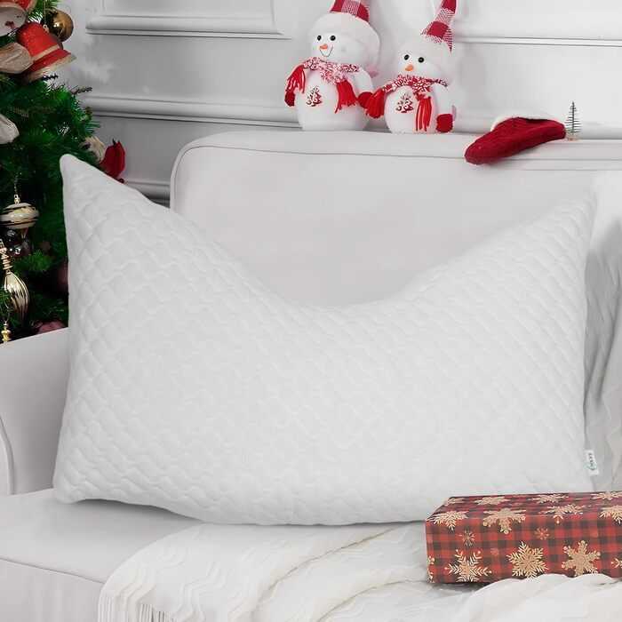 Подушки з подрібненого пінного матеріалу з ефектом пам&39яті регульована висота, ортопедична підтримка для сну на боці/спині, зняття тиску на шийний відділ хребта, можна прати в пральній машині (розмір queen-size), білі