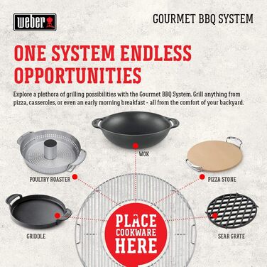 Чавунна планча Weber для системи Gourmet BBQ рівномірний нагрів, для риби, овочів та страв-смажениць чорна (7421)
