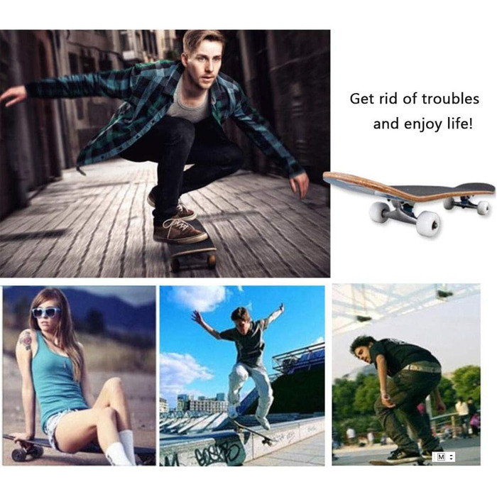 Скейтборд для початківців, подарунок на день народження для підлітків та дорослих, чорний