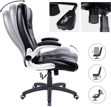 Гоночне крісло Офісне крісло Ігрове крісло Крісло керівника Обертове крісло PU, чорне, OBG51B чорний 54 x 48 x (111-121) см