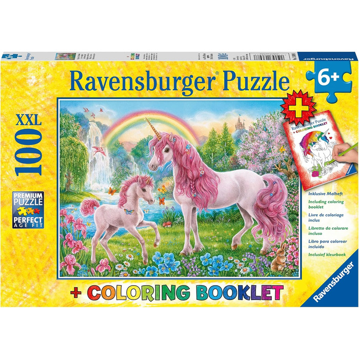 Дитячий пазл Ravensburger - 13698 Чарівні єдинороги - Пазл-єдиноріг для дітей від 6 років, 100 елементів у форматі XXL, включаючи