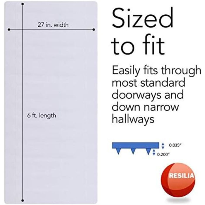 Килимова доріжка з високим ворсом RESILIA пластиковий вініловий захисний килим та килимок, водонепроникний, прозорий, 68 см завширшки x 180 см завдовжки, зроблено в США, 69 x 183 см (доріжка), безбарвна