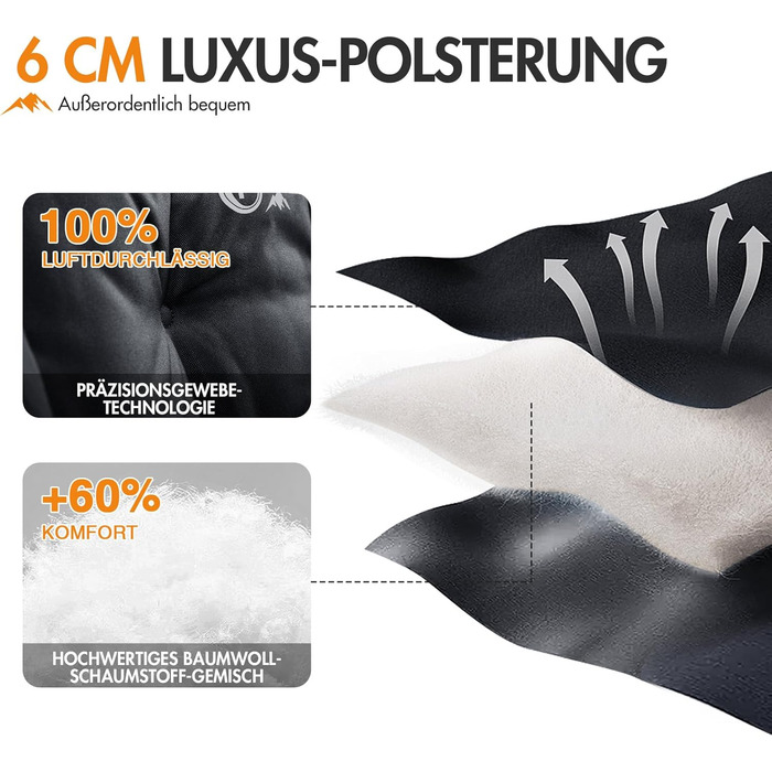 Крісло для кемпінгу Portal, складне, суперм&39яке, вантажопідйомність 150 кг, складне рибальське крісло XXL, товсто оббите з підлокітниками, м&39яке вуличне крісло, чорне