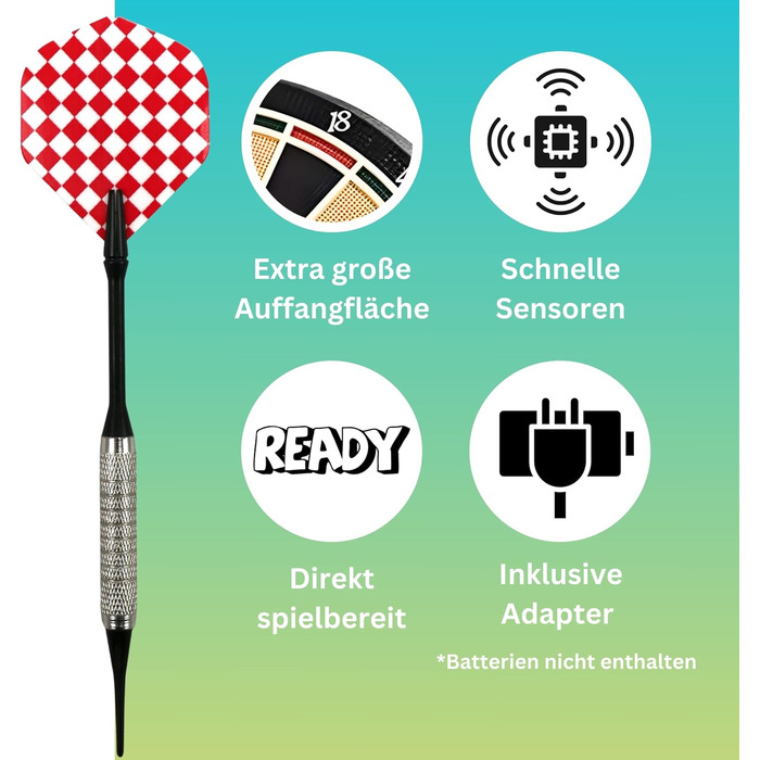 Найкращий спортивний електронний дартс Coventry - 27 ігор зі 159 варіаціями, до 16 гравців, 12 дротиків та запасні наконечники, світлодіодні дисплеї, звуковий ефект (білий павук)