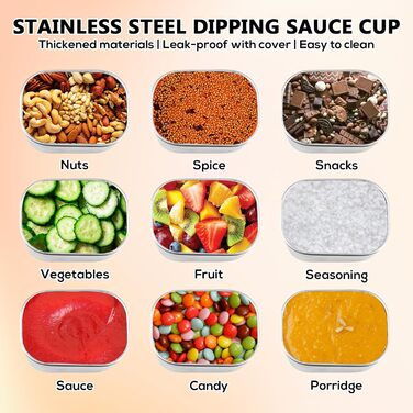 Набір з 4 контейнерів для перекусів з нержавіючої сталі, 230 мл, з силіконовою кришкою. Герметичні контейнери для їжі, фруктів, мюслі та заморозки.
