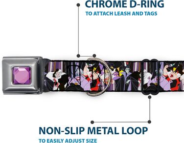 Нашийник для собак Buckle-Down, застібка-пряжка для безпеки, 5 лиходіїв Disney, шаруватий дизайн, 40.6 - 58.9 см, ширина 3.8 см. Підходить для обхвату шиї 40.6 - 58.9 см (середній розмір).