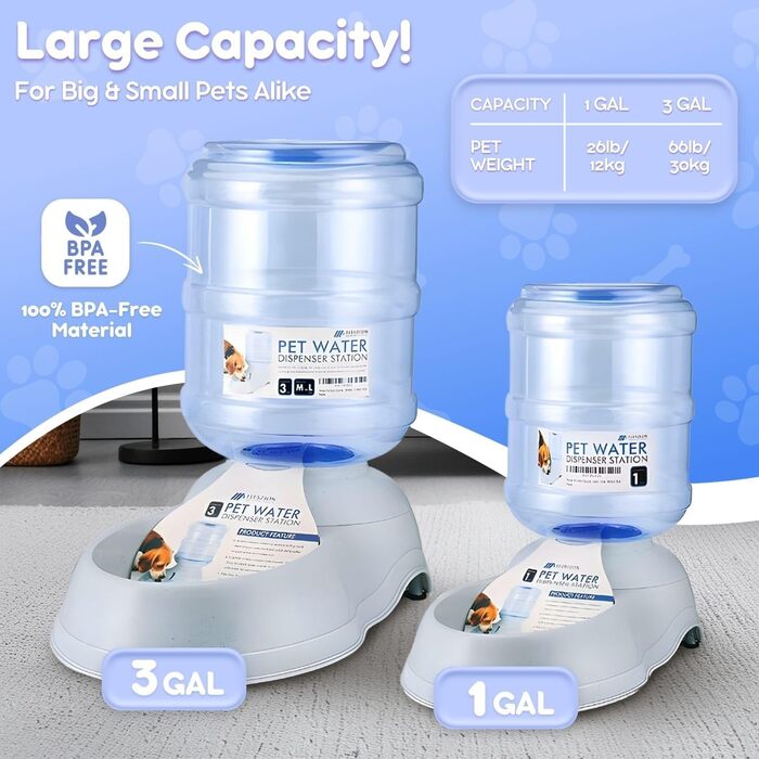 Диспенсер для води Flexzion Gravity Pet Water Dispenser (3 галони) з автоматичним поїлкою для собак та котів малих та великих порід, годування та поливання, пляшечка