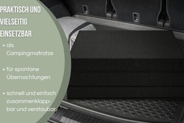 Гостьовий матрац Badenia Trendline, 3-секційний розкладний матрац із міцним чохлом з мікрофібри, сертифікований Oeko-Tex, виготовлений за німецькими стандартами якості, 190 x 60 см, чорний