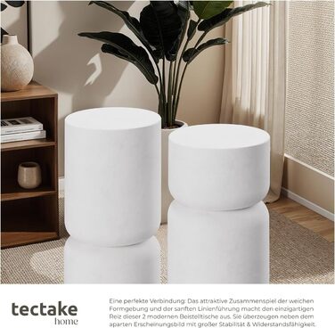 Набір із 2 круглих білих журнальних столиків, круглі приставні столики, естетичний декор кімнати, сучасні меблі для вітальні, спальні, як журнальний столик, приставний столик або тумбочка